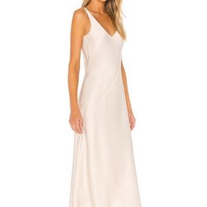 Line and dot satin white v neck dress revolve